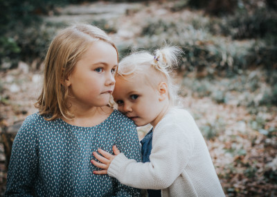 Sister portrait of beautiful girls taken by family photographer near downtown Wilmington NC